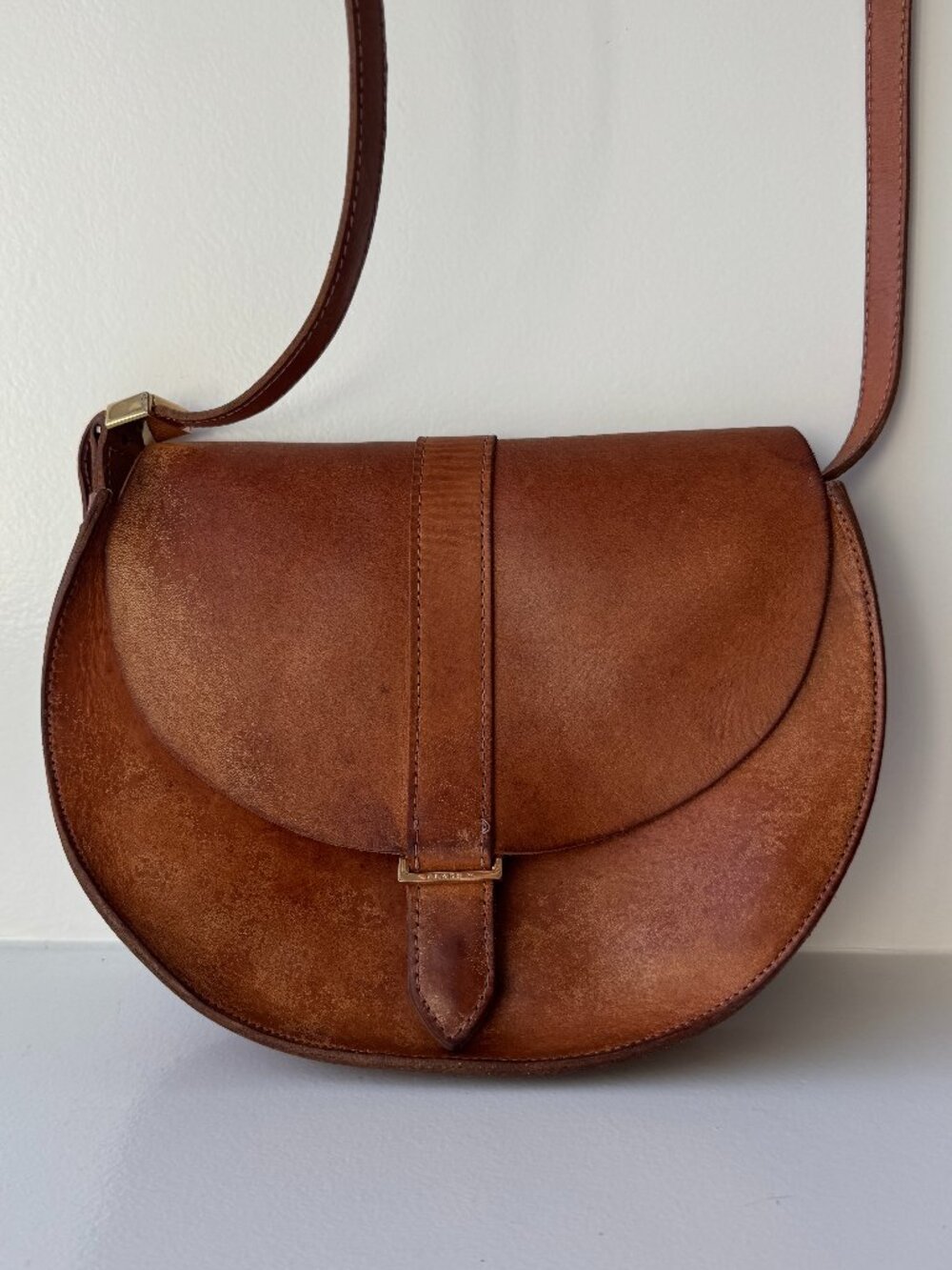 Clare V Luce Cuoio Vachetta Leather Saddle Crossbody Bag